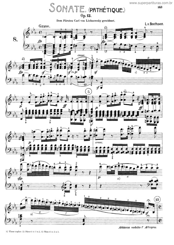 Partitura da música Sonata para piano n.º 8 v.2