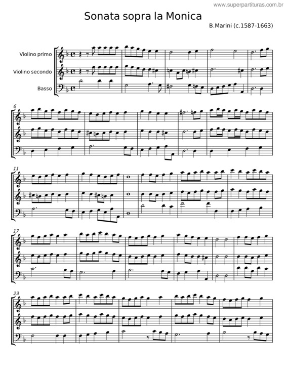 Partitura da música Sonata Sopra La Monica