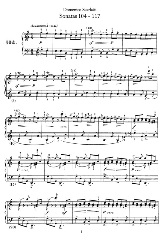 Partitura da música Sonatas 104-117