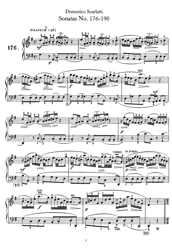 Partitura da música Sonatas 176-190