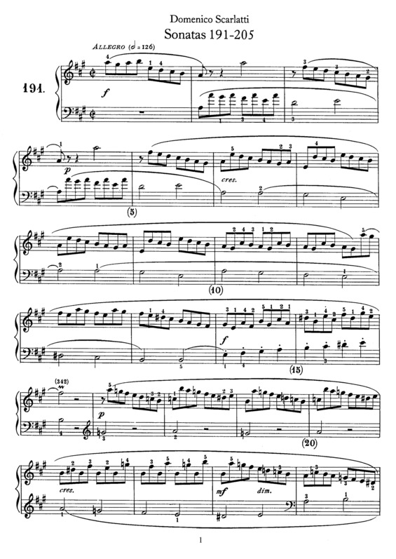 Partitura da música Sonatas 191-205