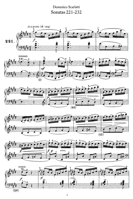 Partitura da música Sonatas 221-232