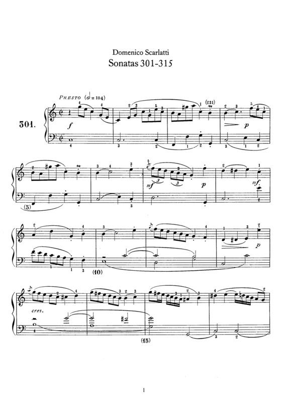 Partitura da música Sonatas 301-315