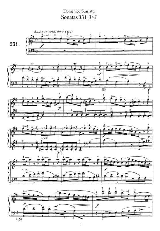 Partitura da música Sonatas 331-345