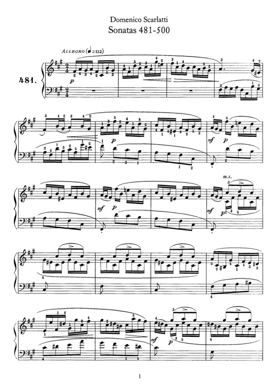 Partitura da música Sonatas 481-500