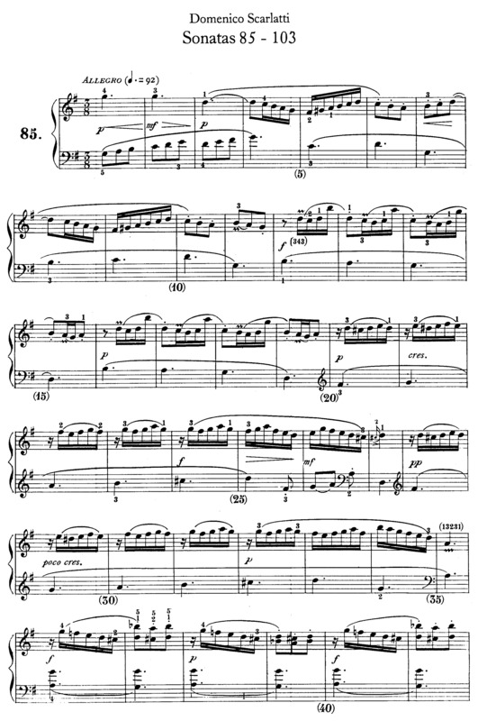 Partitura da música Sonatas 85-103