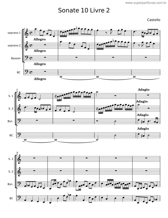 Partitura da música Sonate 10 Livre 2 – Dario Castello
