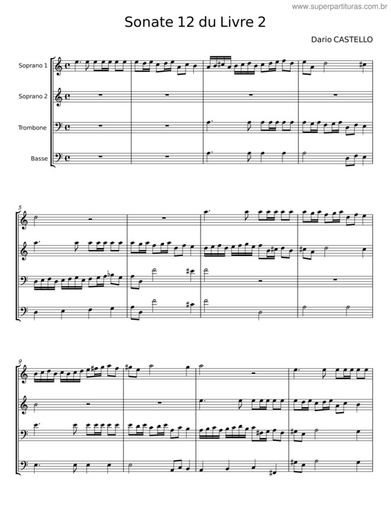Partitura da música Sonate 12 Du Livre 2 – Dario Castello v.2