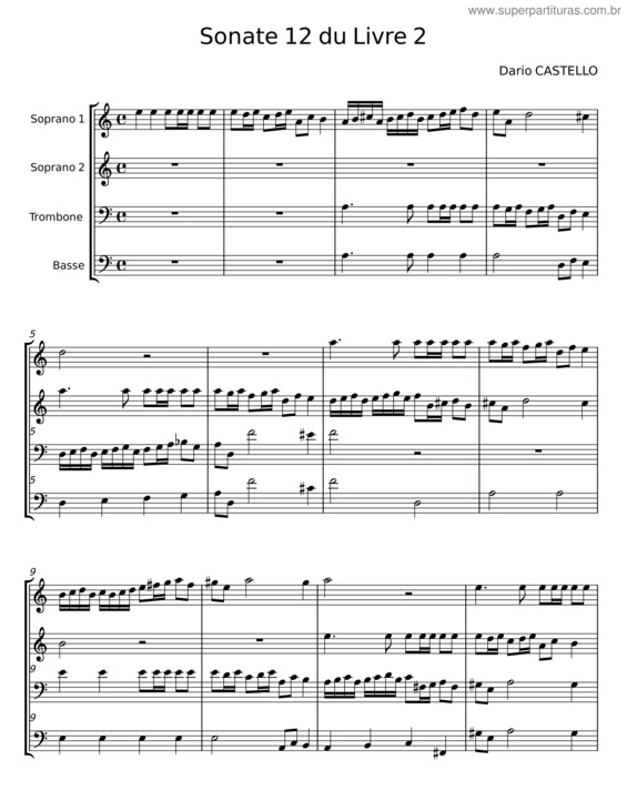 Partitura da música Sonate 12 Du Livre 2 – Dario Castello