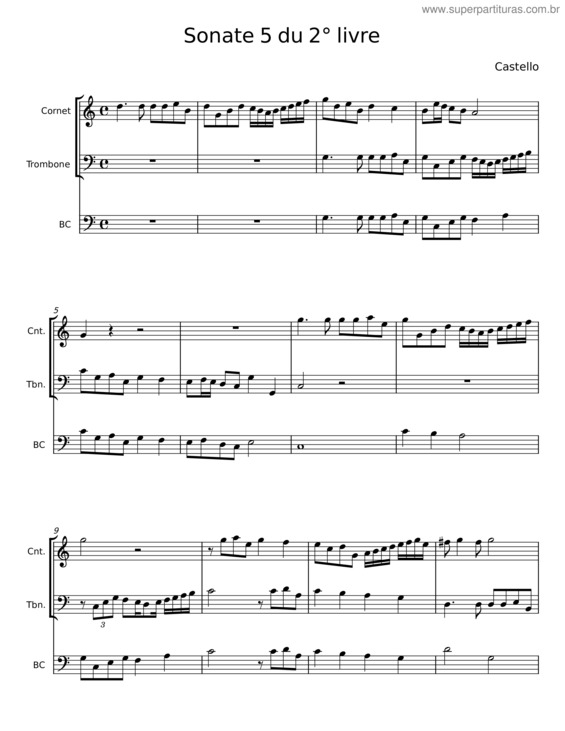Partitura da música Sonate 5 Du 2° Livre – Castello