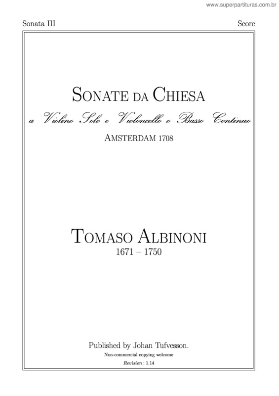 Partitura da música Sonate de Chiesa v.4