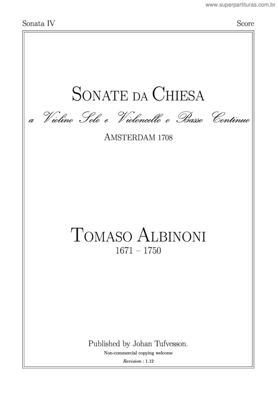 Partitura da música Sonate de Chiesa v.5