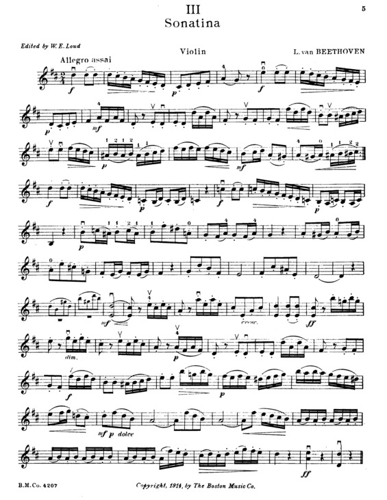 Partitura da música Sonatina in D major
