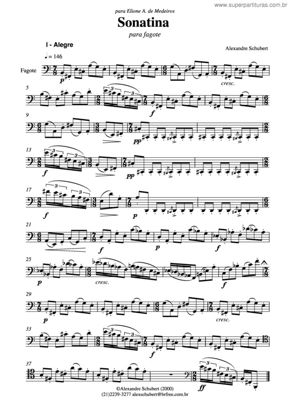 Partitura da música Sonatina para fagote