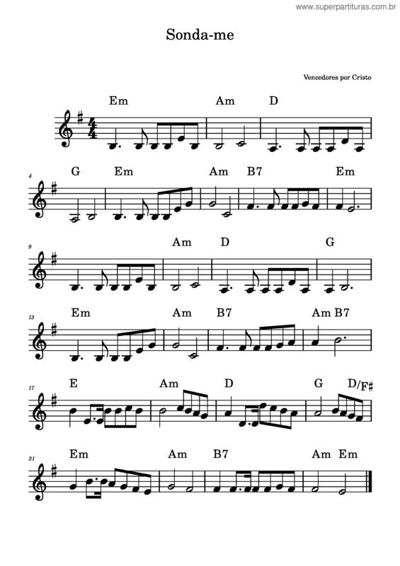 Partitura da música Sonda–Me – Vencedores Por Cristo Sonda–Me