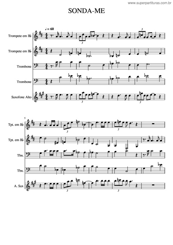 Partitura da música Sonda–Me. Incompleto