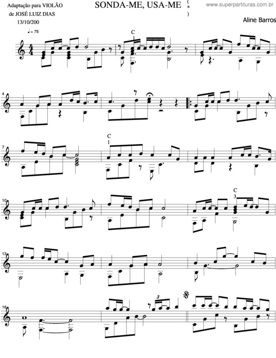 Partitura da música Sonda-Me, Usa-Me v.5