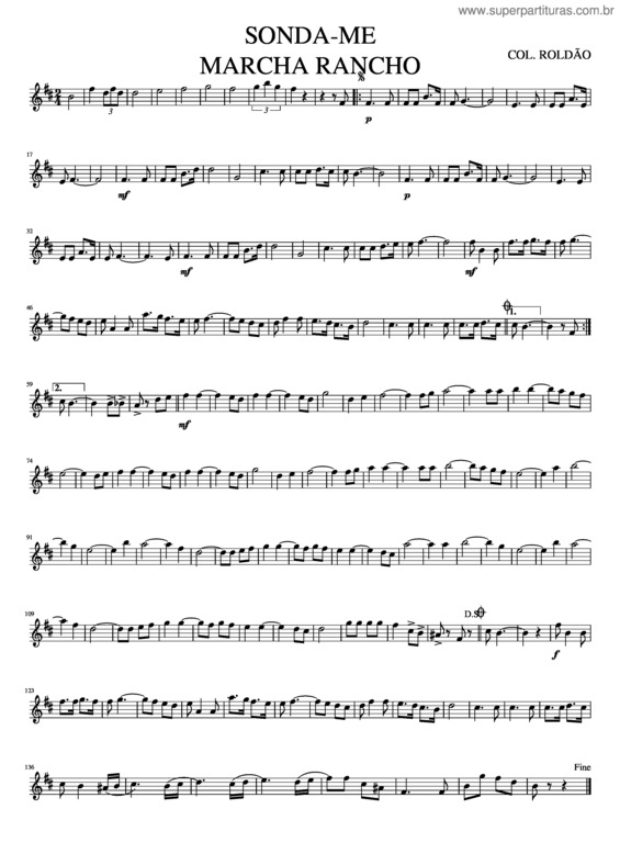 Partitura da música Sonda-Me Marcha Rancho