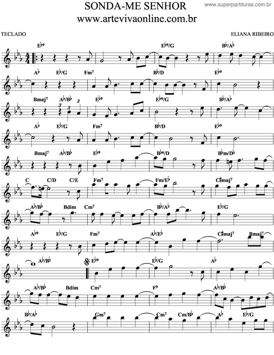 Partitura da música Sonda-Me Senhor