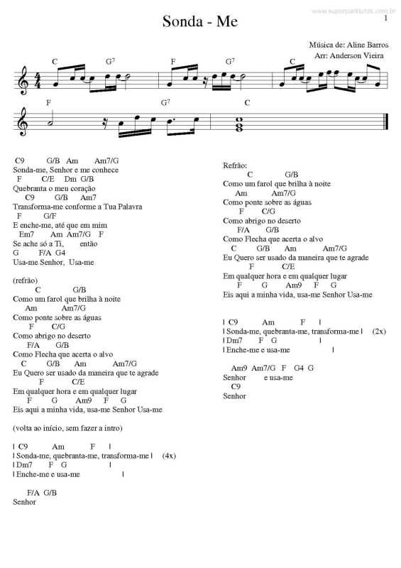 Partitura da música Sonda-me