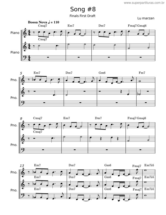 Partitura da música Song #8 – Lu Marzan