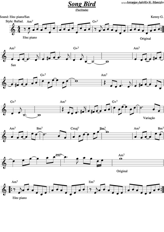 Partitura da música Song Bird