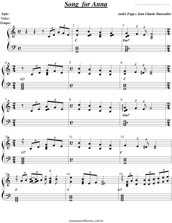 Partitura da música Song for Anna