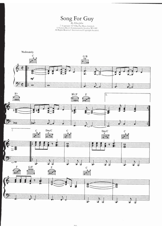 Partitura da música Song For Guy v.2