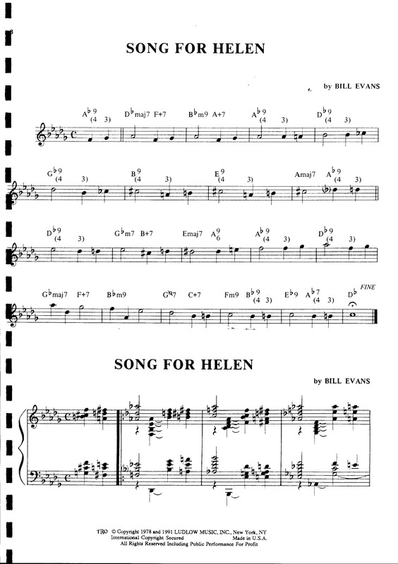 Partitura da música Song For Helen