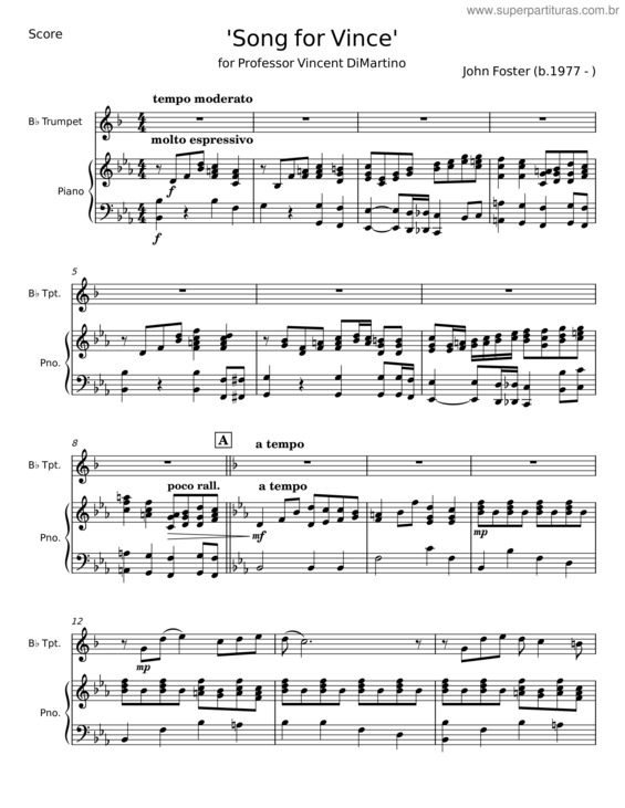 Partitura da música Song For Vince – John Foster