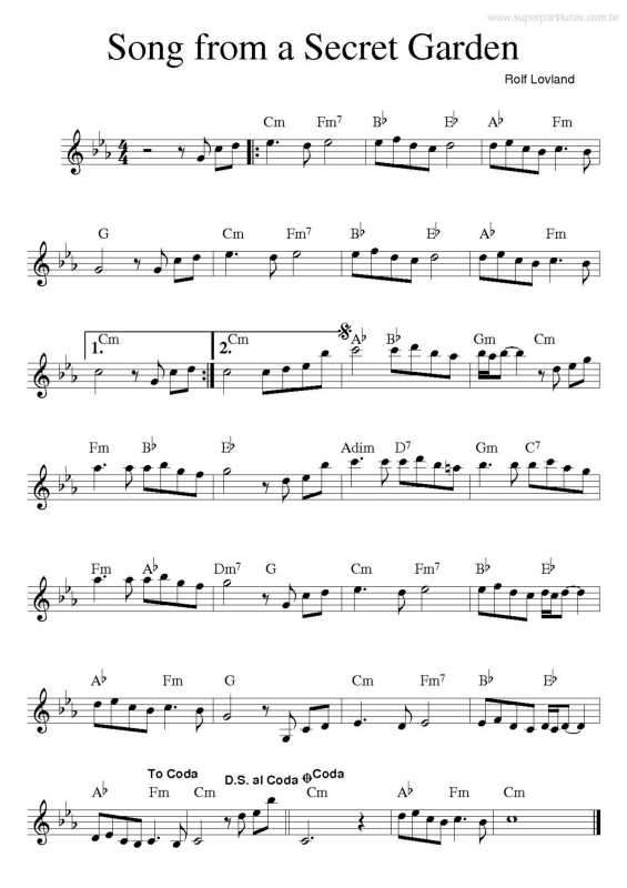 Partitura da música Song From a Secret Garden v.2