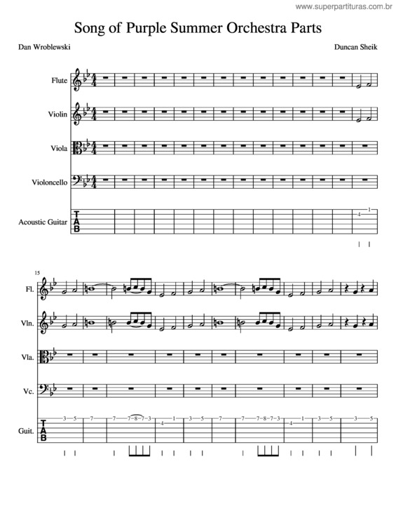 Partitura da música Song Of Purple Summer Orchestra Parts