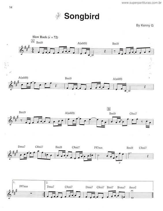 Partitura da música Songbird