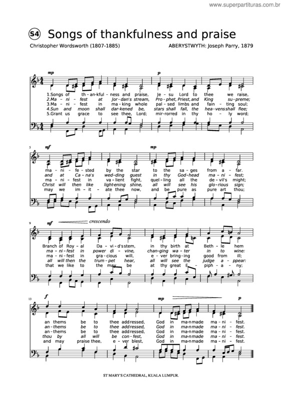 Partitura da música Songs Of Thankfulness And Praise: Satb Aberystwith