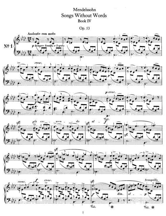 Partitura da música Songs without Words, Book 4 v.2