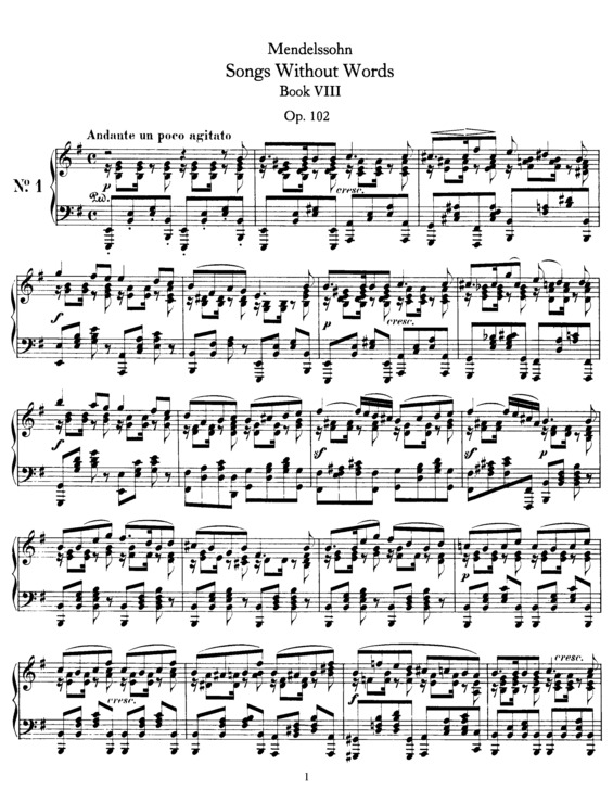 Partitura da música Songs without Words, Book 8