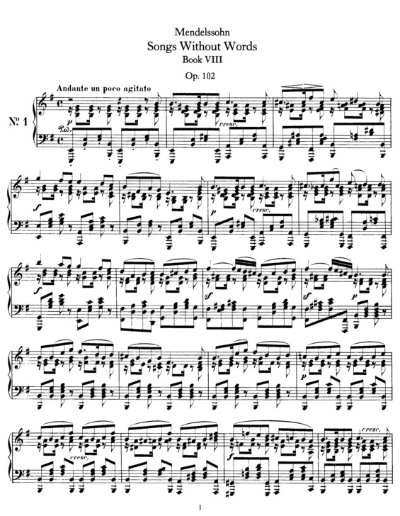 Partitura da música Songs without Words, Book 8
