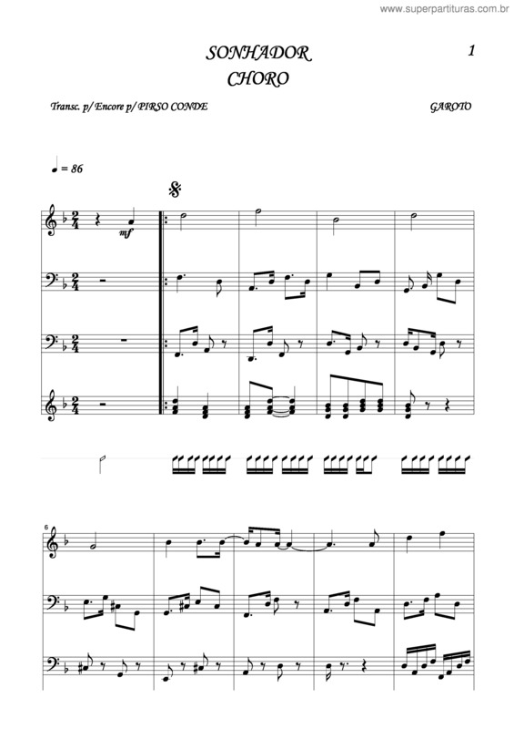 Partitura da música Sonhador v.5