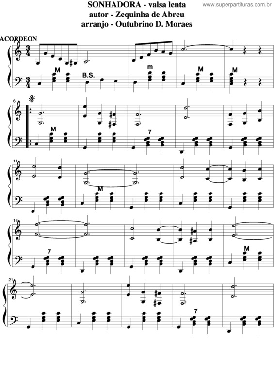 Partitura da música Sonhadora v.2