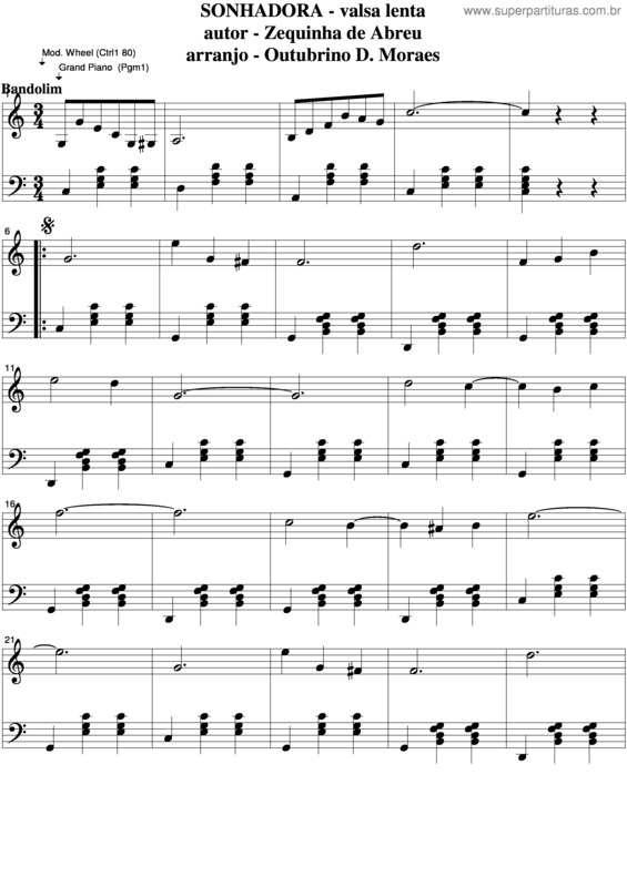 Partitura da música Sonhadora v.4