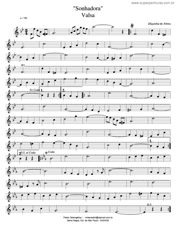 Partitura da música Sonhadora