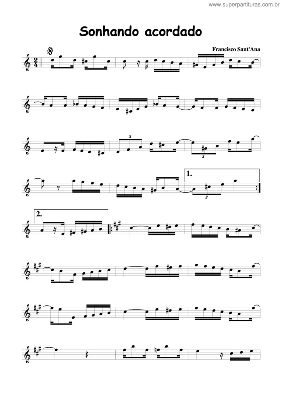 Partitura da música Sonhando Acordado