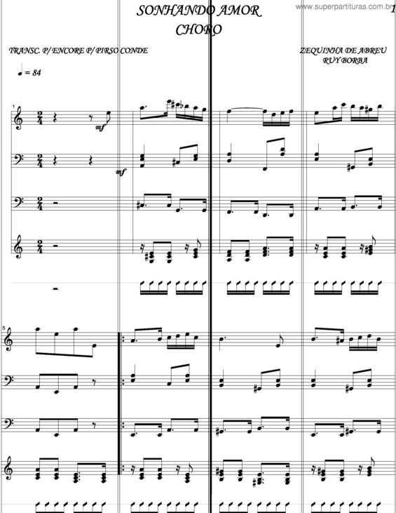 Partitura da música Sonhando Amor v.2