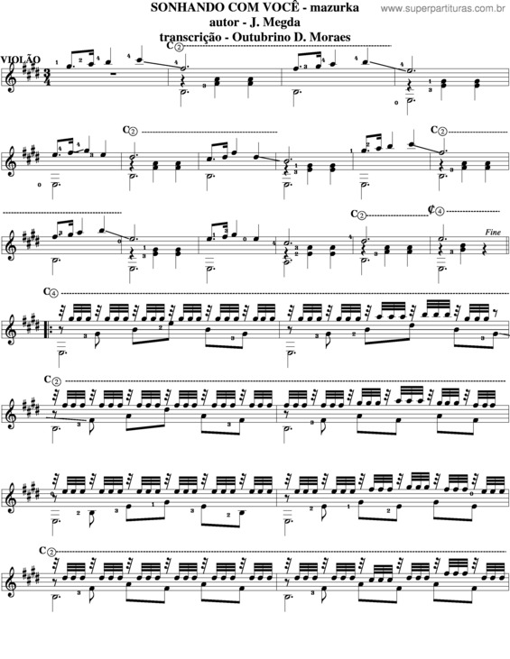 Partitura da música Sonhando Com Você v.3