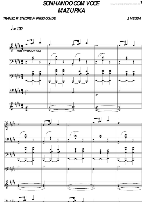 Partitura da música Sonhando com Você