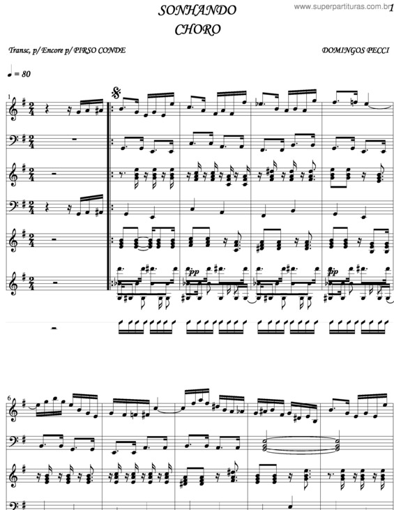 Partitura da música Sonhando v.3