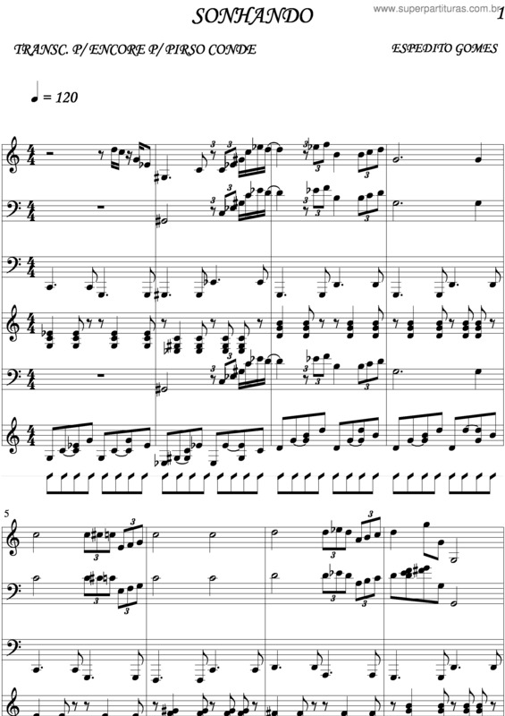 Partitura da música Sonhando v.5