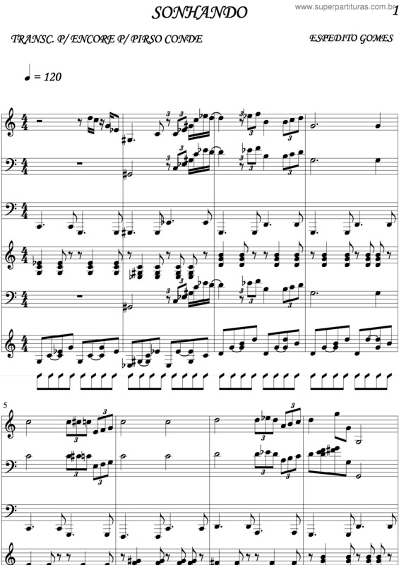 Partitura da música Sonhando v.5