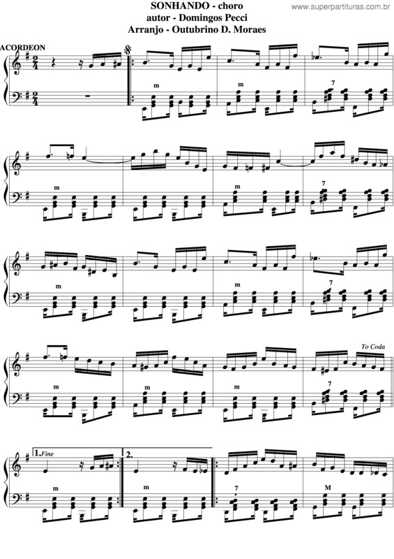 Partitura da música Sonhando v.6