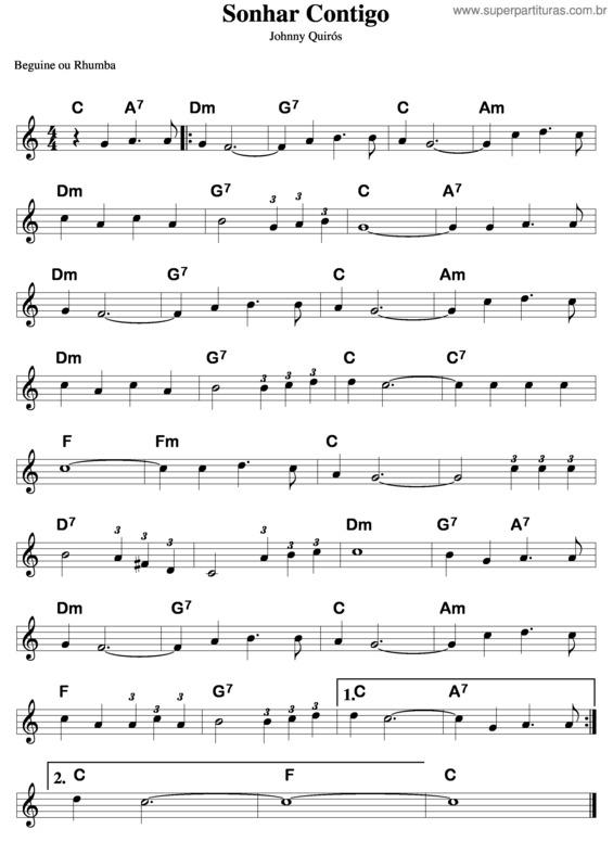 Partitura da música Sonhar Contigo v.5